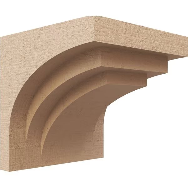 7in. W x 7in. D x 7in. H Series 1 Wide Rockford Rough Cedar Woodgrain TimberThane Corbel, Primed Tan, Ekena Millwork, Mfr#: CORUR07X07X07ROCRCPR